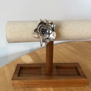 Vintage Avon Cuff Couture Burnished Silvertone Metal Flower Bracelet